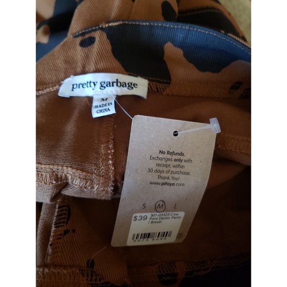 NWT Pretty Garbage Brown Cow‎ Print Pants - Picture 4 of 4